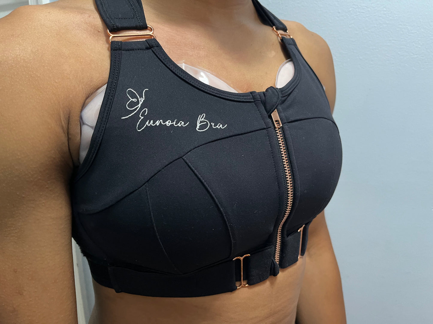 Eunoia Bra with inserted cooling packs for gentle healing and breast support