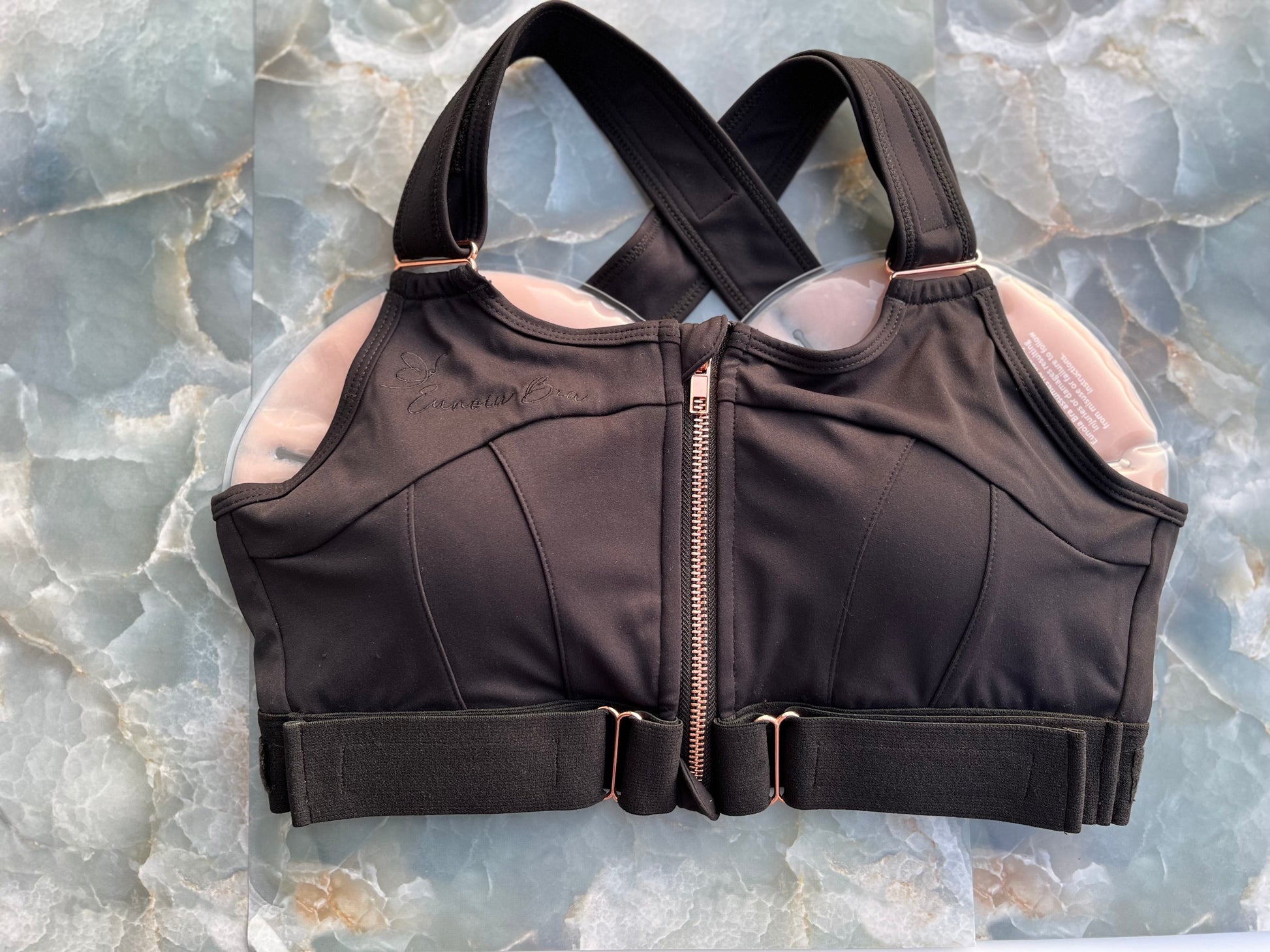 Eunoia Bra with cooling packs inserted for complete healing and support after loss